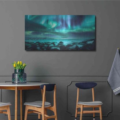 Luxe Metal Art 'Northern Lights Aurora Borealis Over Ocean' by Luxe Portfolio, Metal Wall Art,48x24