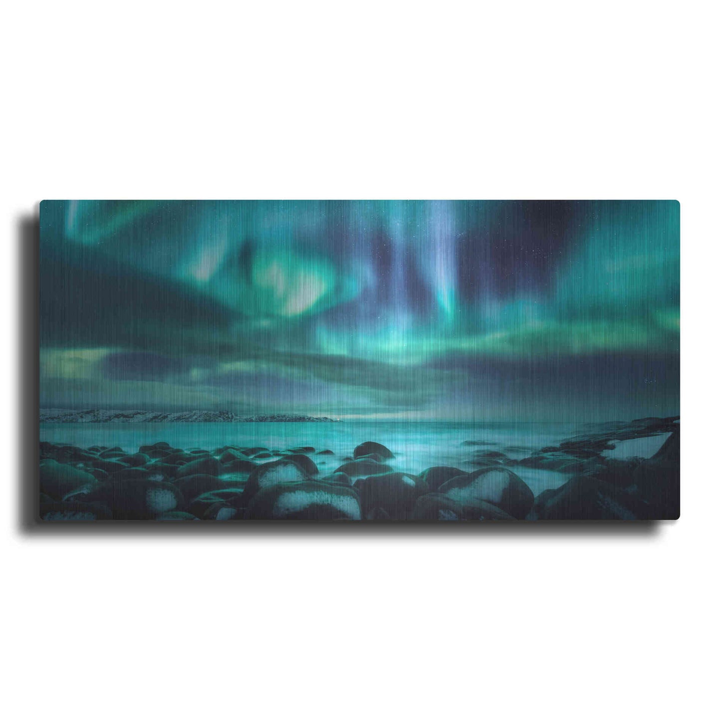 Luxe Metal Art 'Northern Lights Aurora Borealis Over Ocean' by Luxe Portfolio, Metal Wall Art