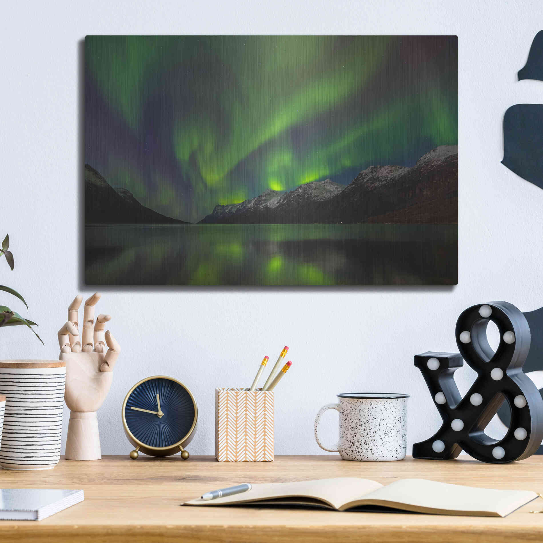 Luxe Metal Art 'Northern Lights In Ersfjorden' by Luxe Portfolio, Metal Wall Art,16x12
