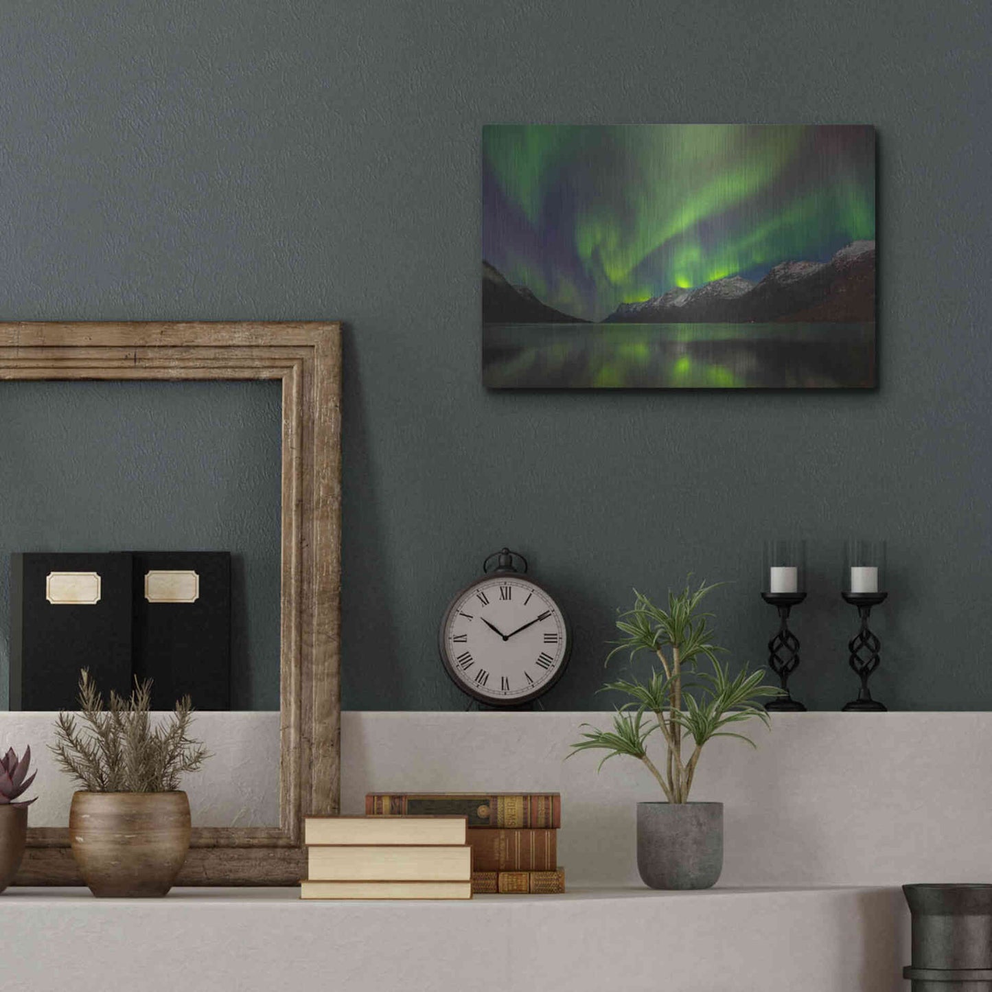 Luxe Metal Art 'Northern Lights In Ersfjorden' by Luxe Portfolio, Metal Wall Art,16x12