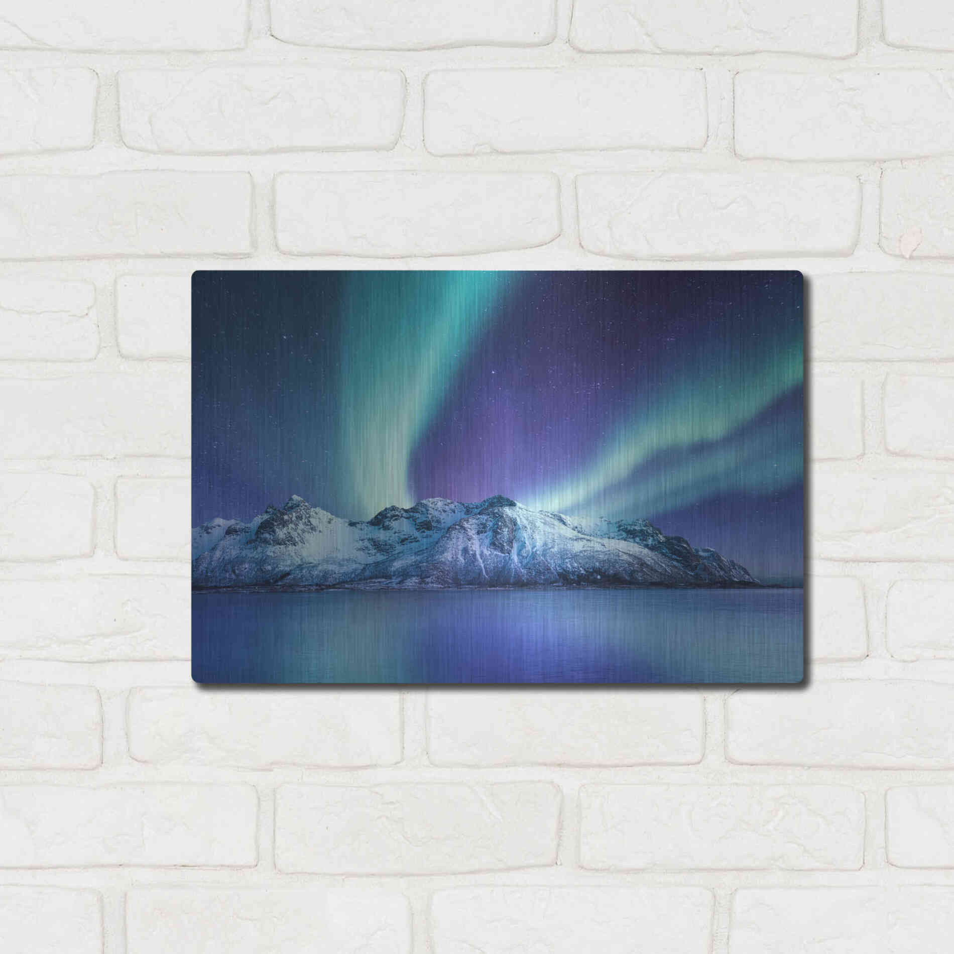 Luxe Metal Art 'Northern Lights In The Lofoten Islands Norway 1' by Luxe Portfolio, Metal Wall Art,16x12