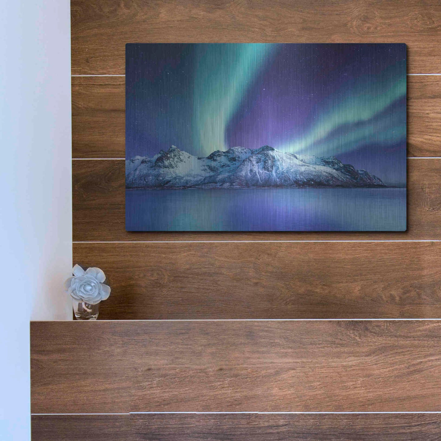 Luxe Metal Art 'Northern Lights In The Lofoten Islands Norway 1' by Luxe Portfolio, Metal Wall Art,16x12