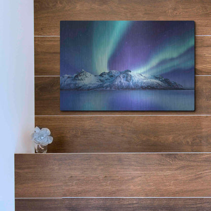 Luxe Metal Art 'Northern Lights In The Lofoten Islands Norway 1' by Luxe Portfolio, Metal Wall Art,16x12
