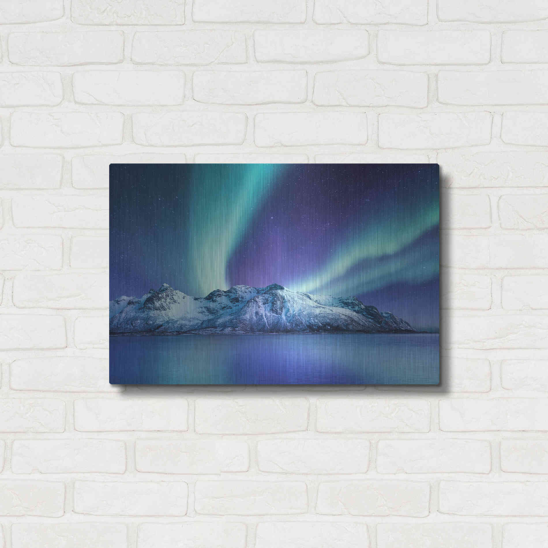 Luxe Metal Art 'Northern Lights In The Lofoten Islands Norway 1' by Luxe Portfolio, Metal Wall Art,24x16