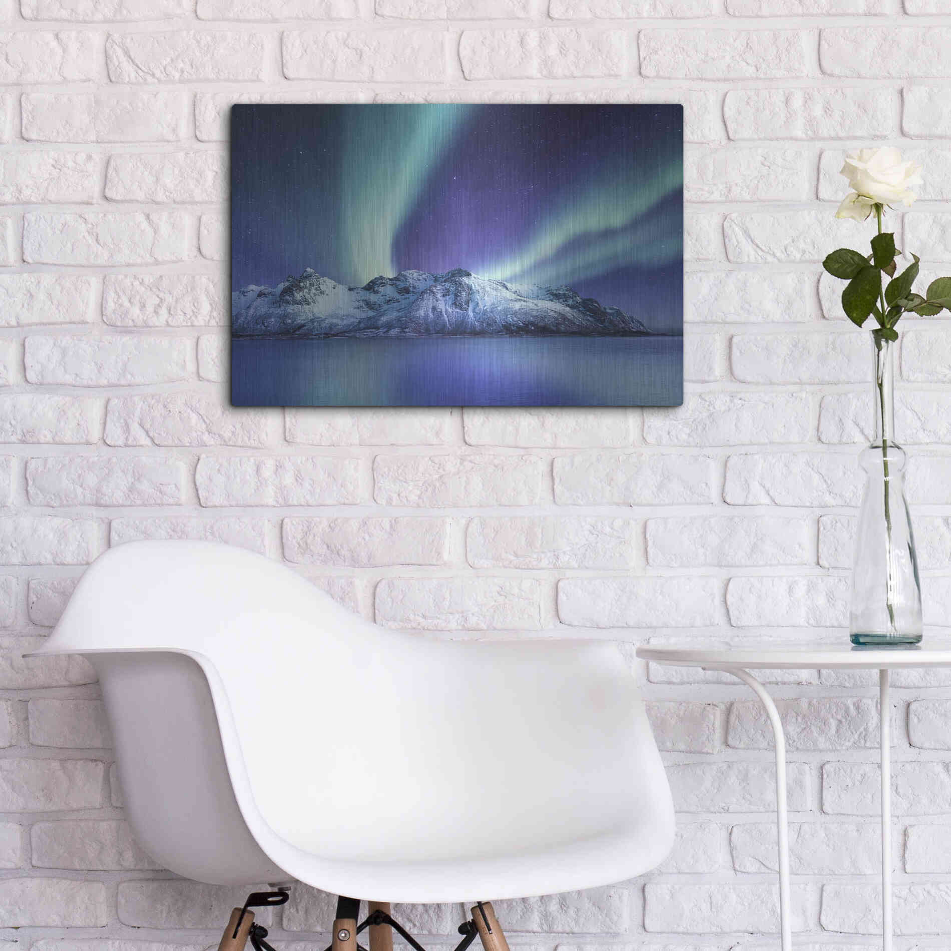 Luxe Metal Art 'Northern Lights In The Lofoten Islands Norway 1' by Luxe Portfolio, Metal Wall Art,24x16