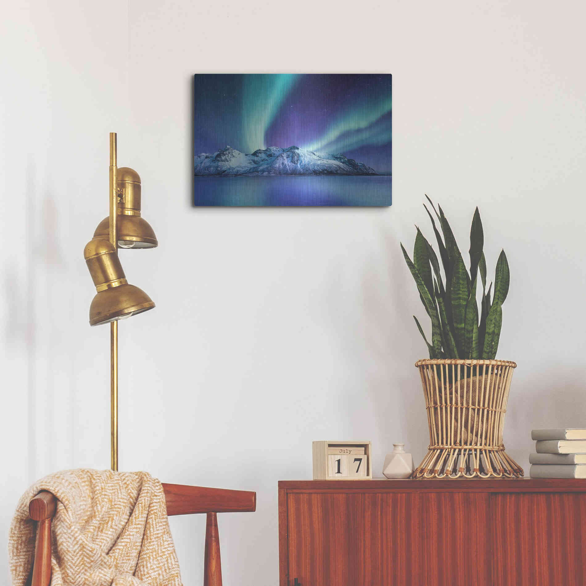 Luxe Metal Art 'Northern Lights In The Lofoten Islands Norway 1' by Luxe Portfolio, Metal Wall Art,24x16
