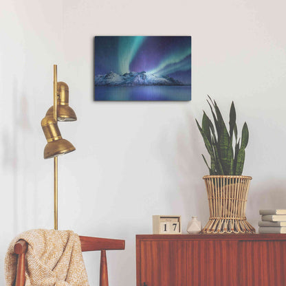 Luxe Metal Art 'Northern Lights In The Lofoten Islands Norway 1' by Luxe Portfolio, Metal Wall Art,24x16
