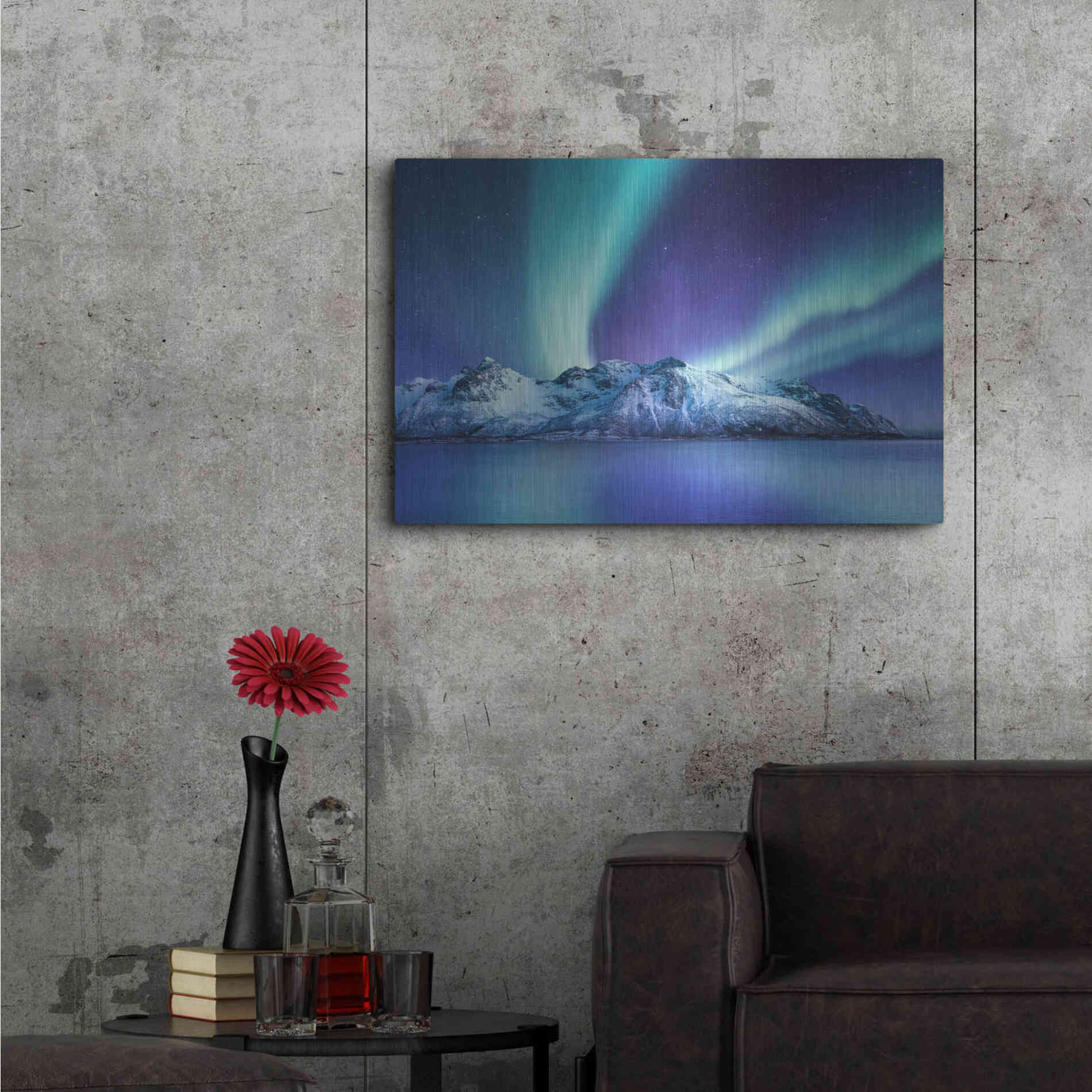 Luxe Metal Art 'Northern Lights In The Lofoten Islands Norway 1' by Luxe Portfolio, Metal Wall Art,36x24