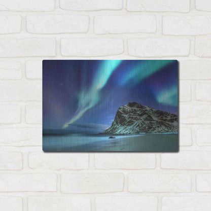 Luxe Metal Art 'Northern Lights In The Lofoten Islands Norway 2' by Luxe Portfolio, Metal Wall Art,16x12