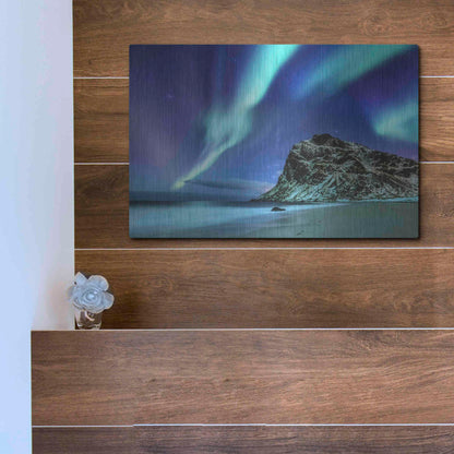 Luxe Metal Art 'Northern Lights In The Lofoten Islands Norway 2' by Luxe Portfolio, Metal Wall Art,16x12