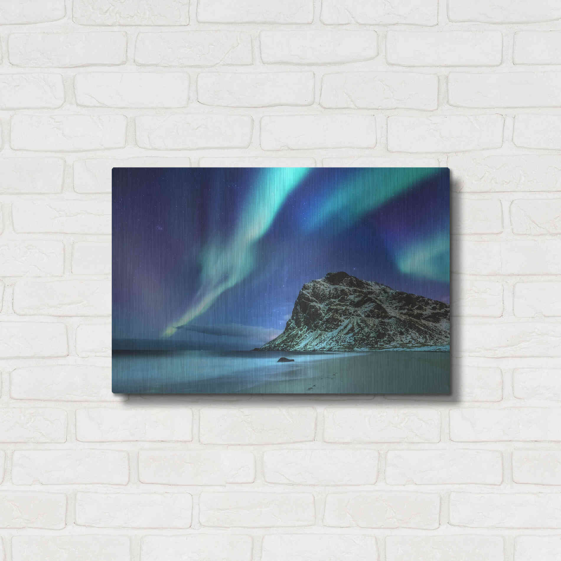 Luxe Metal Art 'Northern Lights In The Lofoten Islands Norway 2' by Luxe Portfolio, Metal Wall Art,24x16