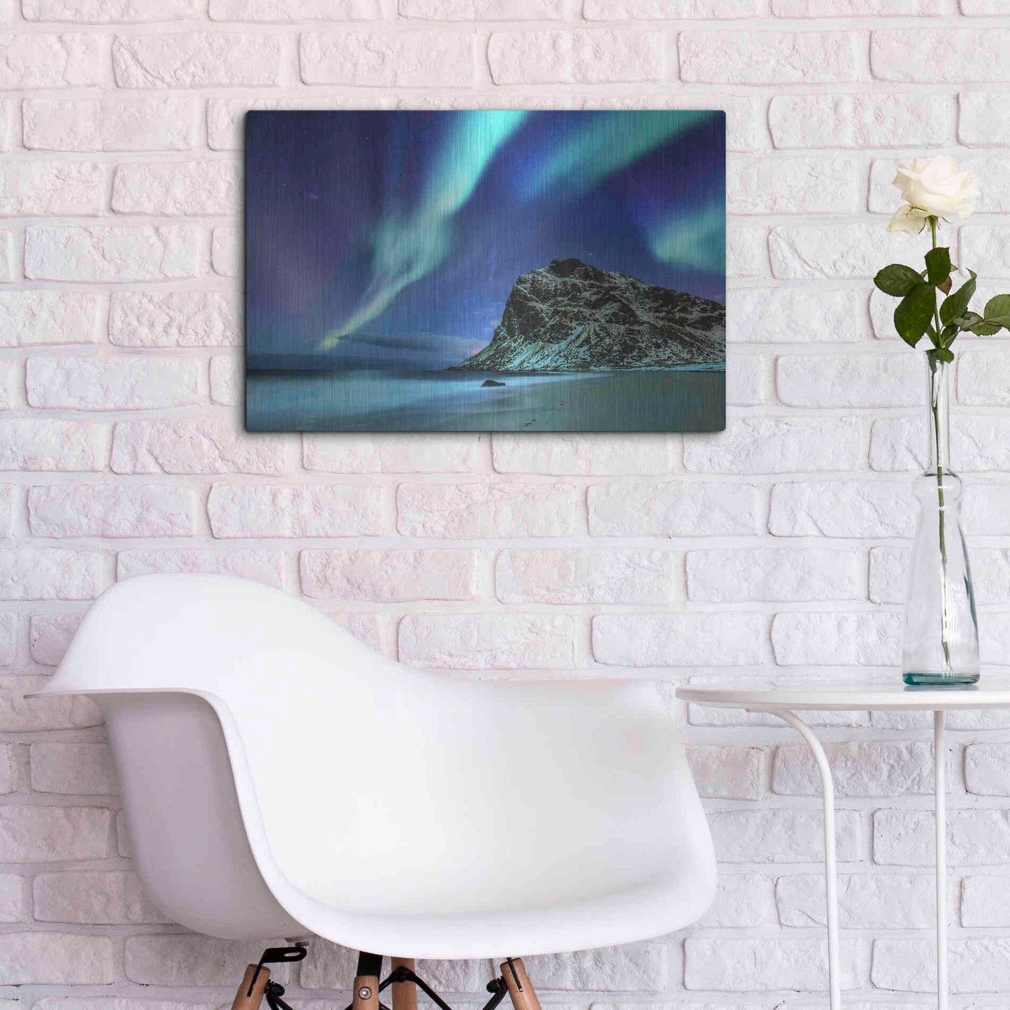 Luxe Metal Art 'Northern Lights In The Lofoten Islands Norway 2' by Luxe Portfolio, Metal Wall Art,24x16