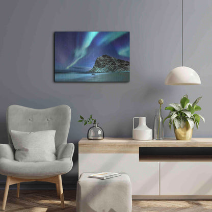 Luxe Metal Art 'Northern Lights In The Lofoten Islands Norway 2' by Luxe Portfolio, Metal Wall Art,24x16