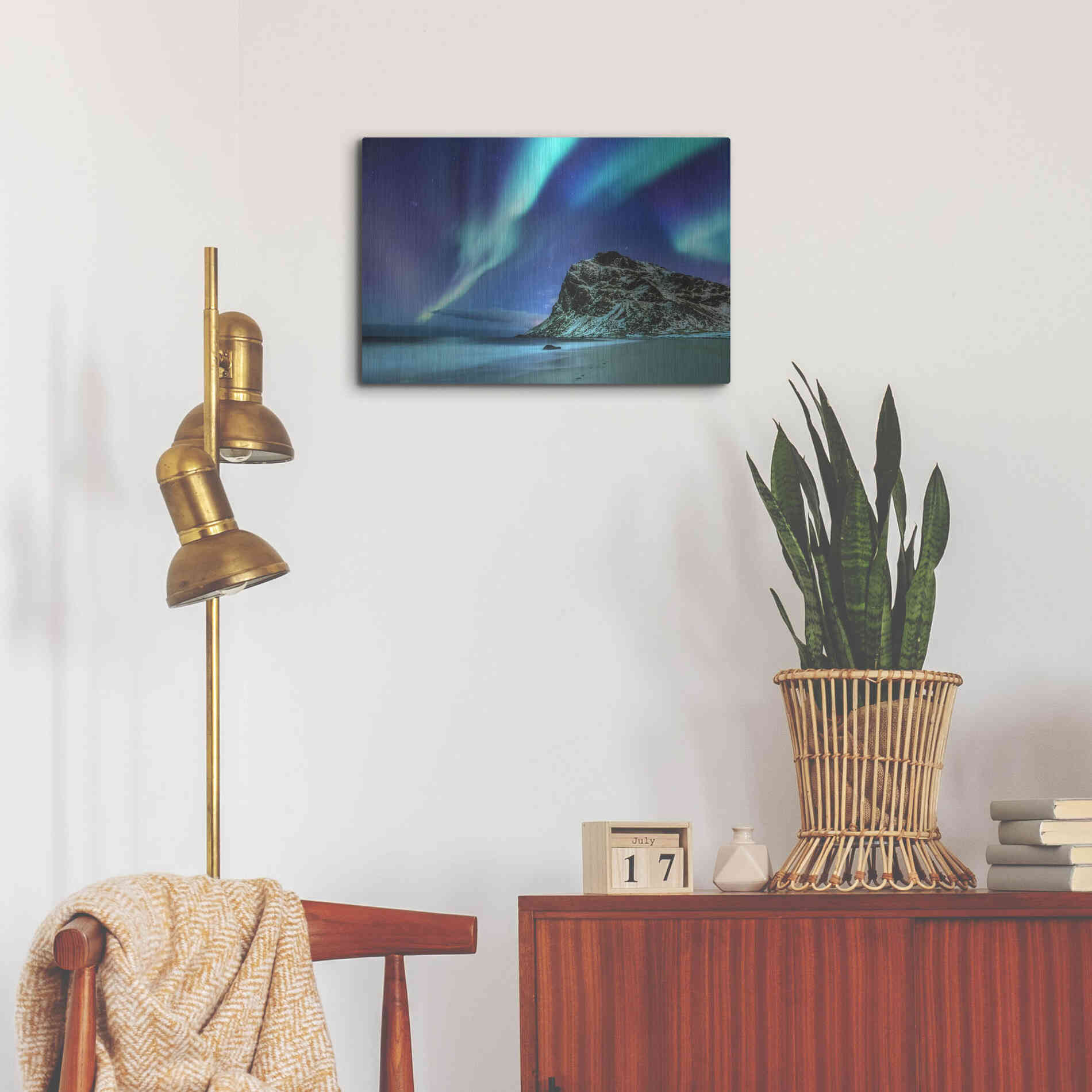 Luxe Metal Art 'Northern Lights In The Lofoten Islands Norway 2' by Luxe Portfolio, Metal Wall Art,24x16