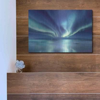 Luxe Metal Art 'Northern Lights In The Lofoten Islands Norway 3' by Luxe Portfolio, Metal Wall Art,16x12
