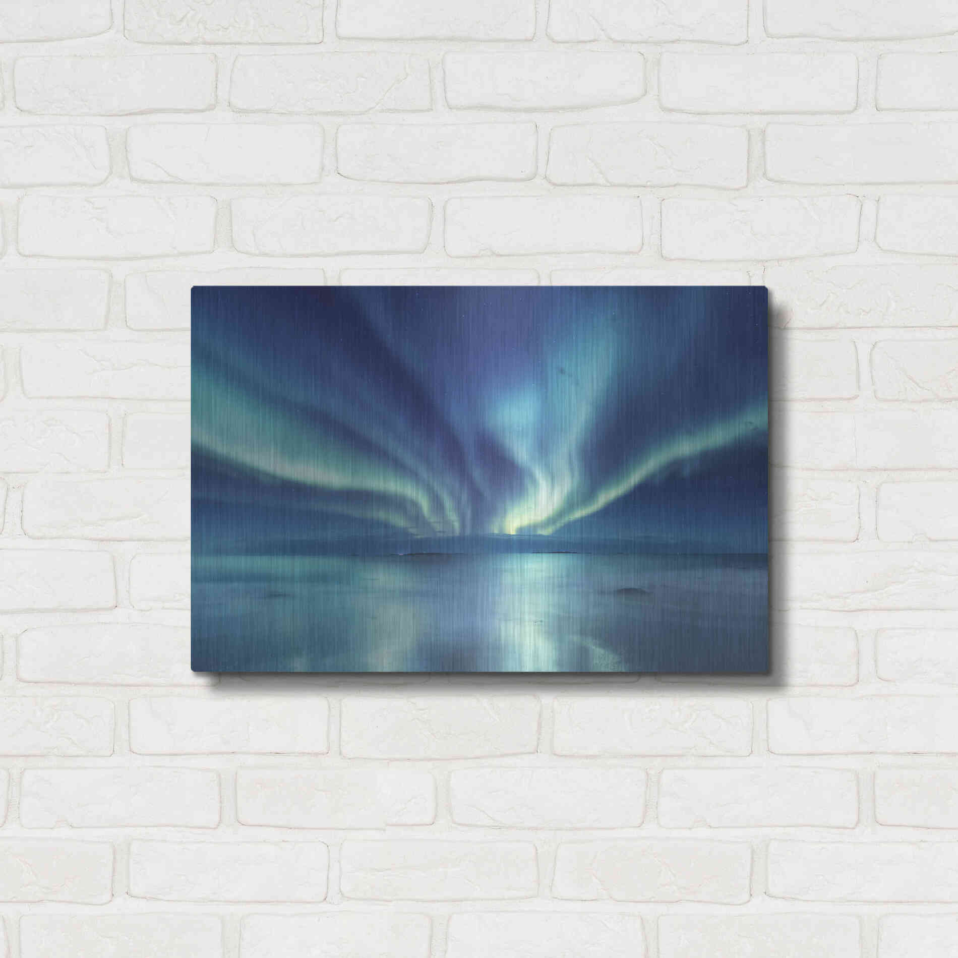 Luxe Metal Art 'Northern Lights In The Lofoten Islands Norway 3' by Luxe Portfolio, Metal Wall Art,24x16