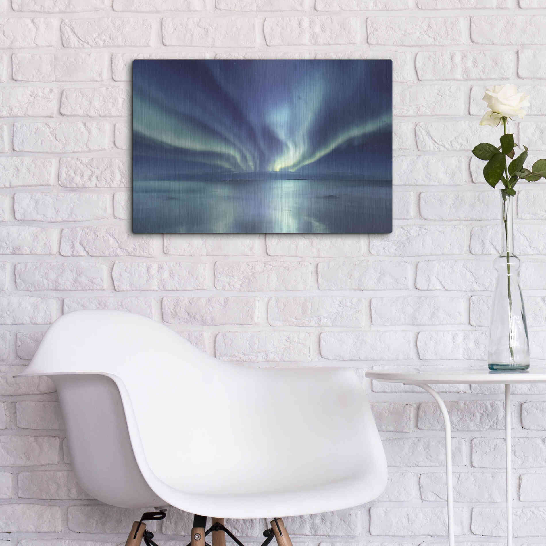 Luxe Metal Art 'Northern Lights In The Lofoten Islands Norway 3' by Luxe Portfolio, Metal Wall Art,24x16