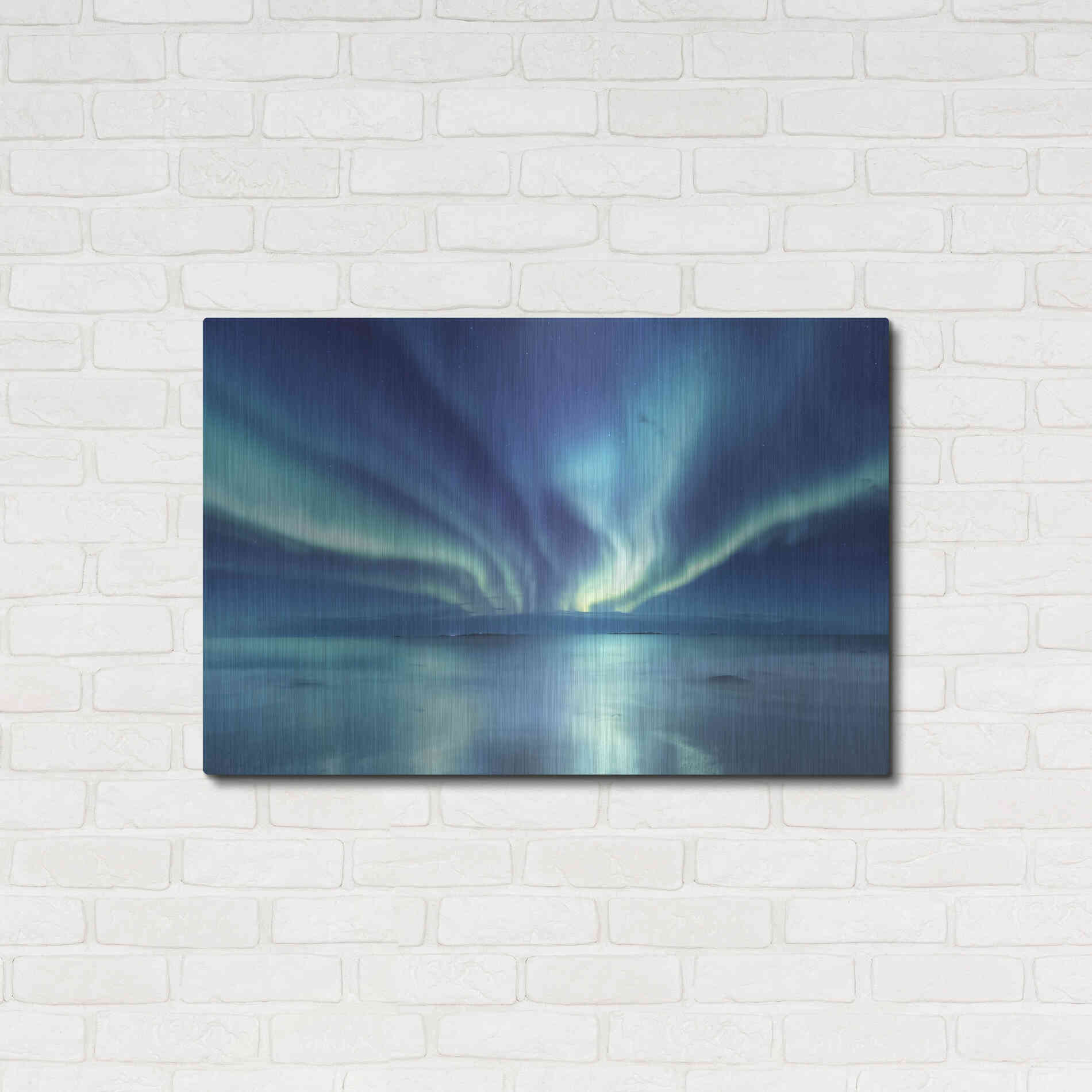 Luxe Metal Art 'Northern Lights In The Lofoten Islands Norway 3' by Luxe Portfolio, Metal Wall Art,36x24