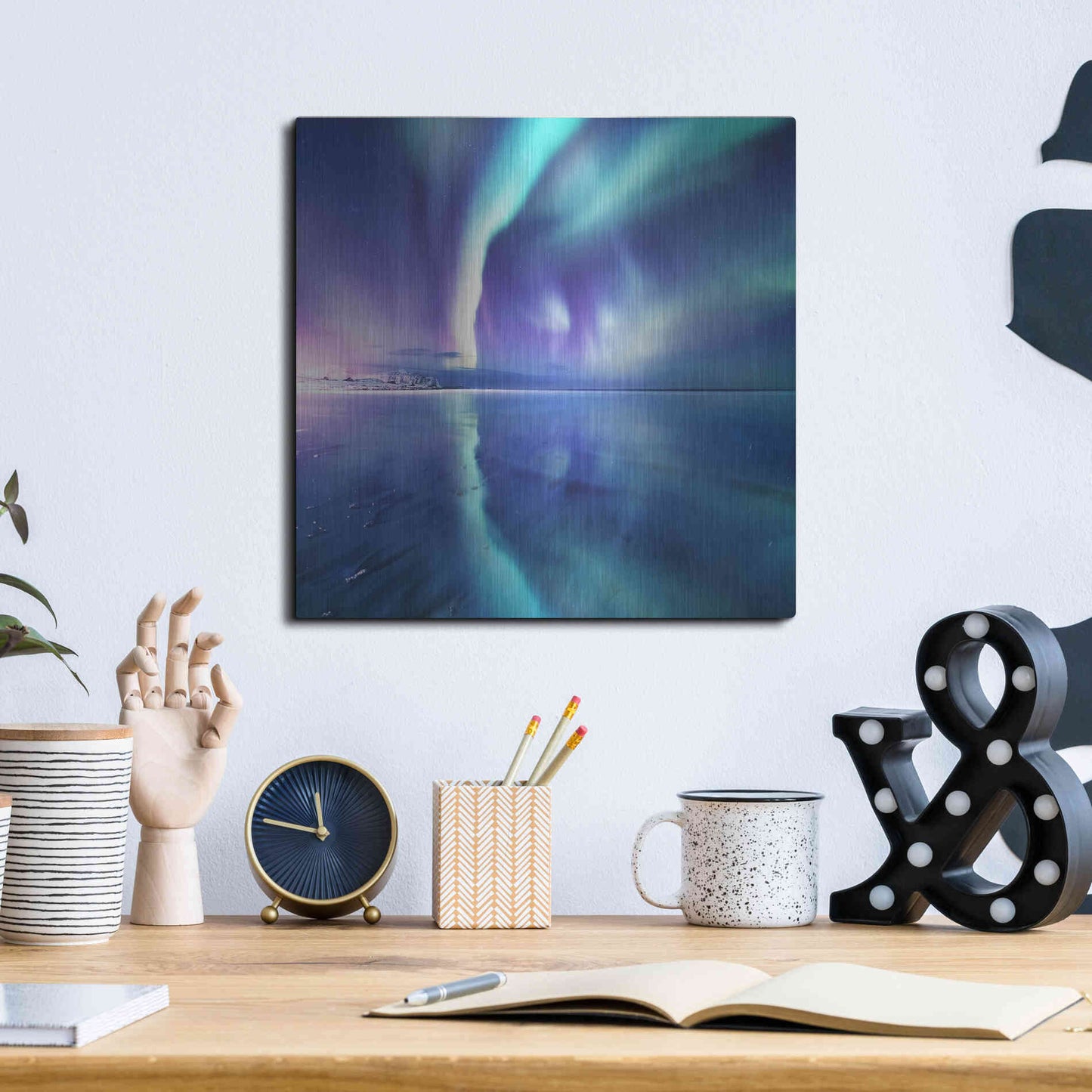 Luxe Metal Art 'Northern Lights In The Lofoten Islands Norway 4' by Luxe Portfolio, Metal Wall Art,12x12
