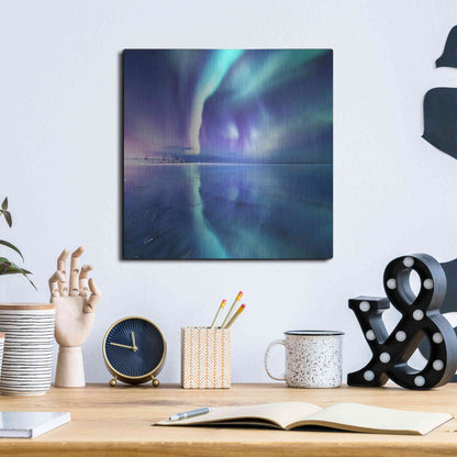 Luxe Metal Art 'Northern Lights In The Lofoten Islands Norway 4' by Luxe Portfolio, Metal Wall Art,12x12
