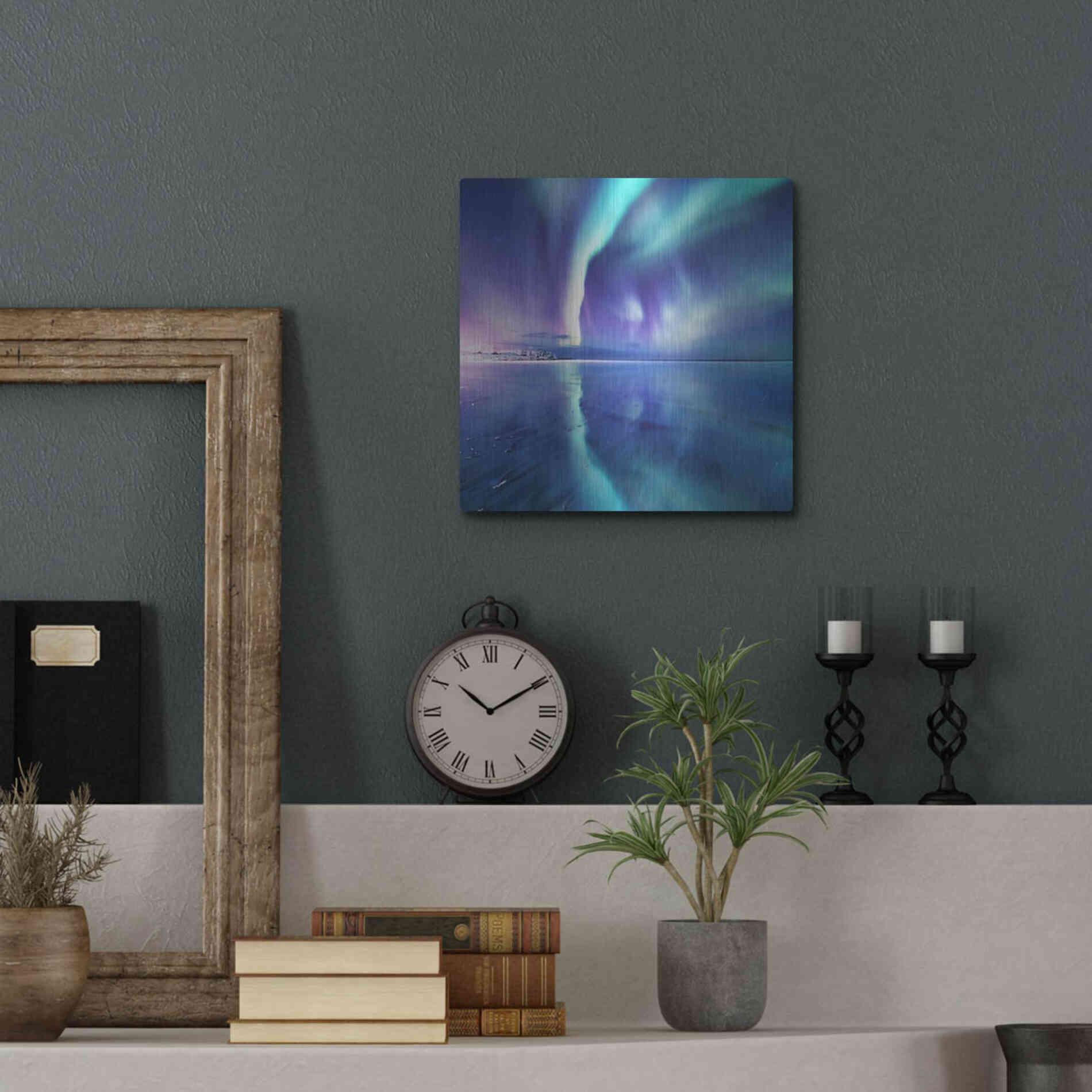 Luxe Metal Art 'Northern Lights In The Lofoten Islands Norway 4' by Luxe Portfolio, Metal Wall Art,12x12