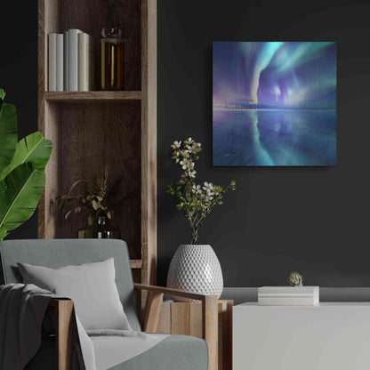 Luxe Metal Art 'Northern Lights In The Lofoten Islands Norway 4' by Luxe Portfolio, Metal Wall Art,24x24