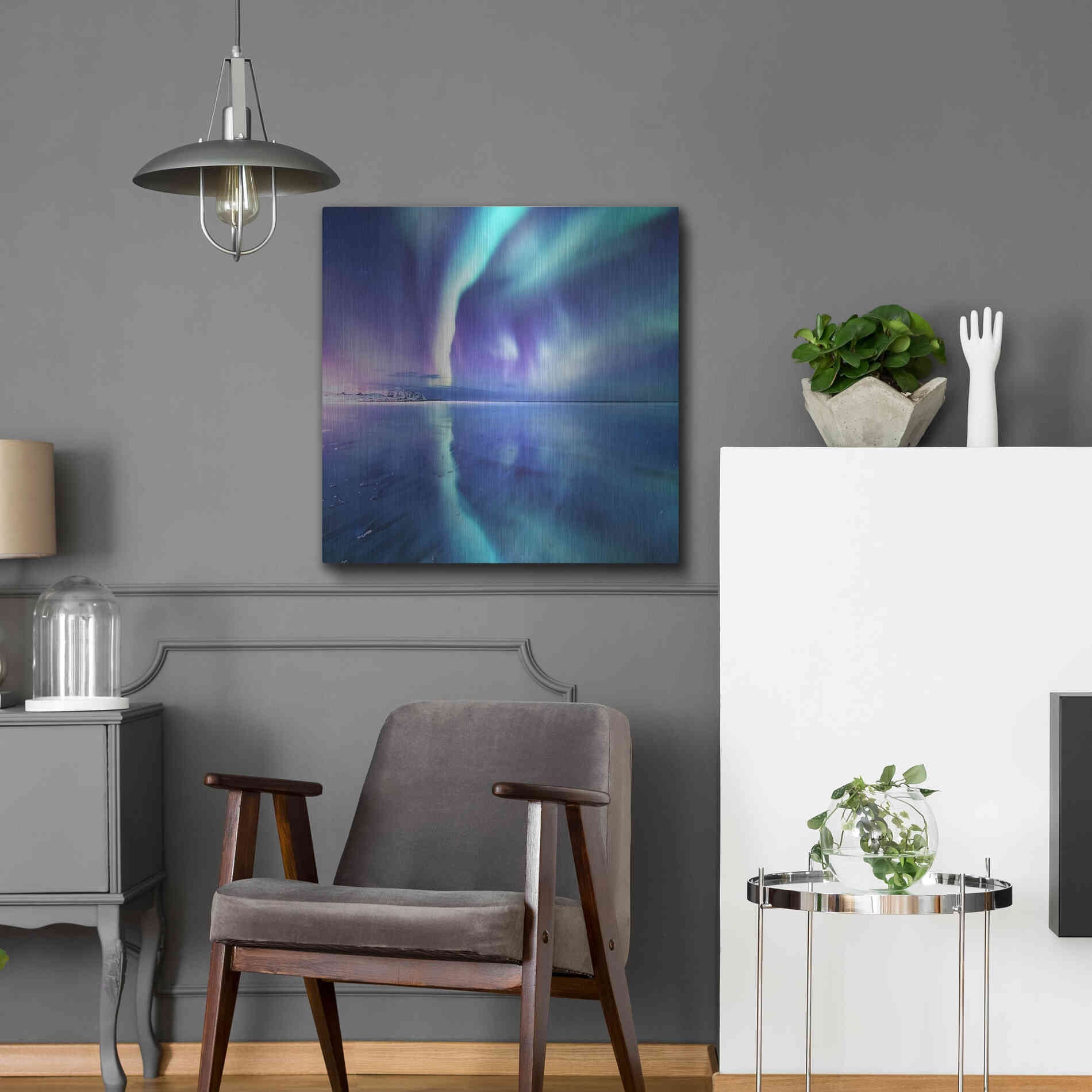 Luxe Metal Art 'Northern Lights In The Lofoten Islands Norway 4' by Luxe Portfolio, Metal Wall Art,24x24