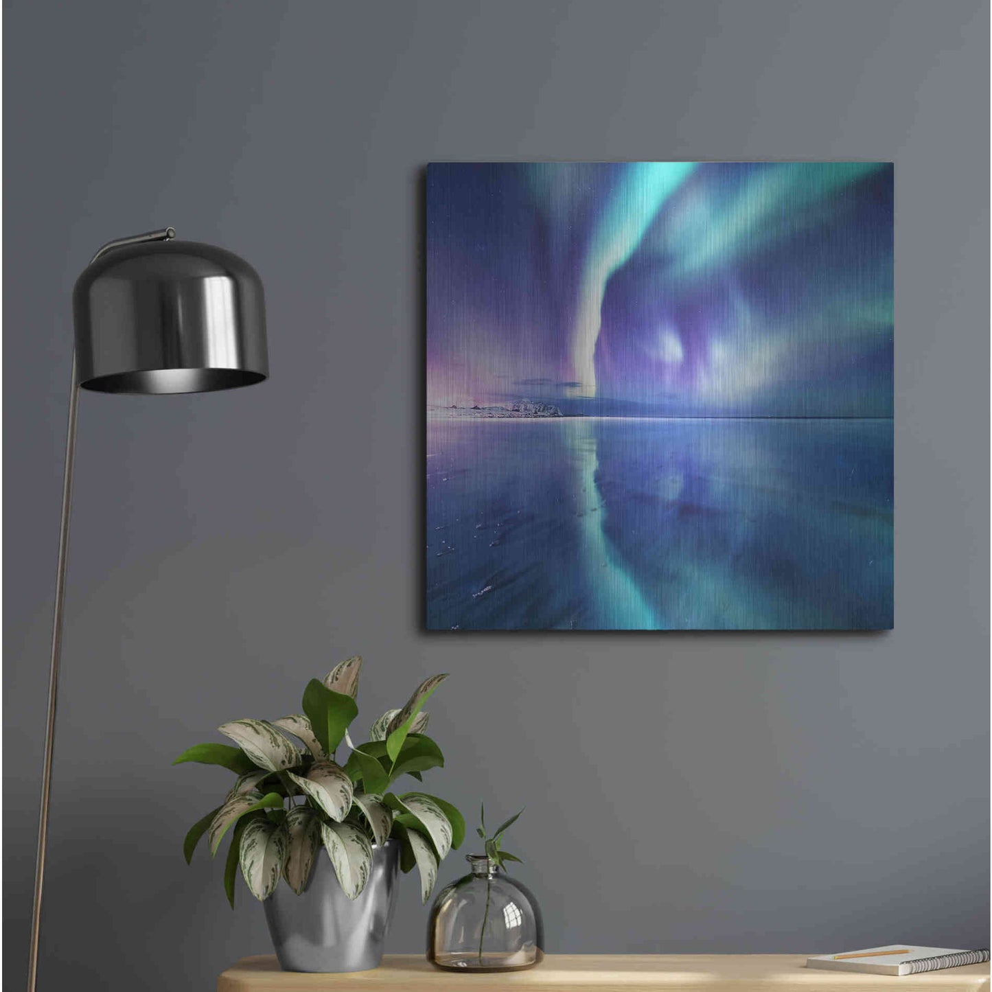 Luxe Metal Art 'Northern Lights In The Lofoten Islands Norway 4' by Luxe Portfolio, Metal Wall Art,24x24