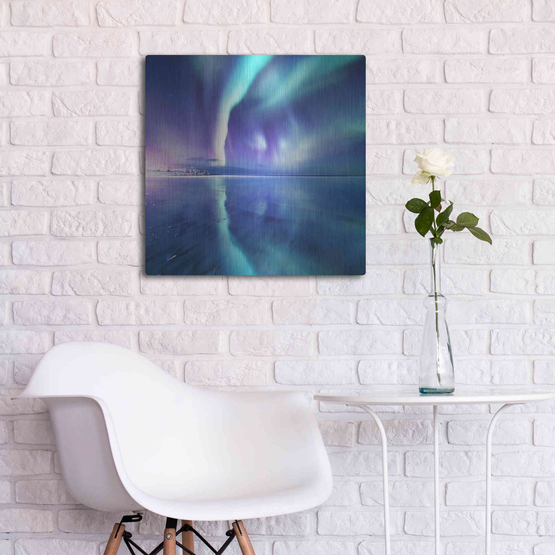 Luxe Metal Art 'Northern Lights In The Lofoten Islands Norway 4' by Luxe Portfolio, Metal Wall Art,24x24
