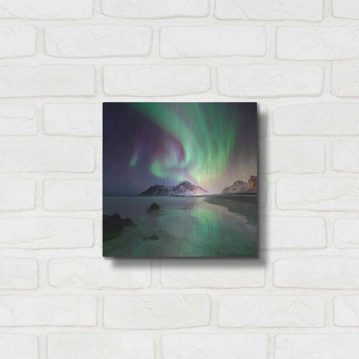 Luxe Metal Art 'Northern Lights In The Lofoten Islands Norway 5' by Luxe Portfolio, Metal Wall Art,12x12