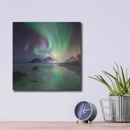 Luxe Metal Art 'Northern Lights In The Lofoten Islands Norway 5' by Luxe Portfolio, Metal Wall Art,12x12