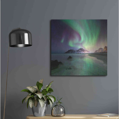 Luxe Metal Art 'Northern Lights In The Lofoten Islands Norway 5' by Luxe Portfolio, Metal Wall Art,24x24