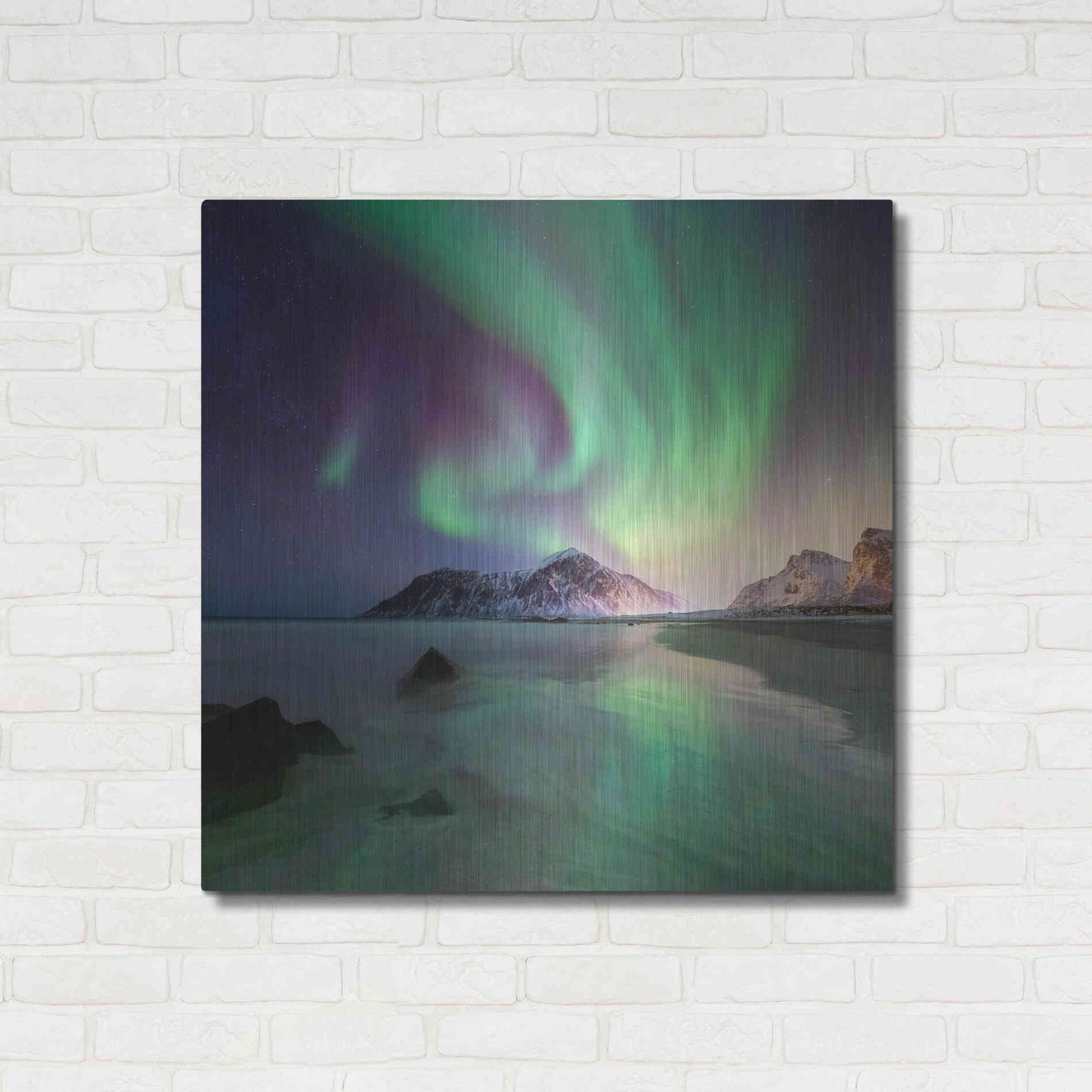 Luxe Metal Art 'Northern Lights In The Lofoten Islands Norway 5' by Luxe Portfolio, Metal Wall Art,36x36