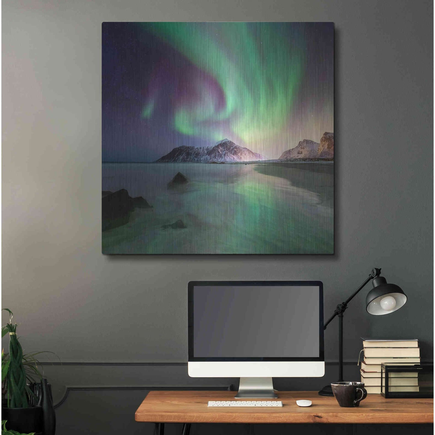 Luxe Metal Art 'Northern Lights In The Lofoten Islands Norway 5' by Luxe Portfolio, Metal Wall Art,36x36