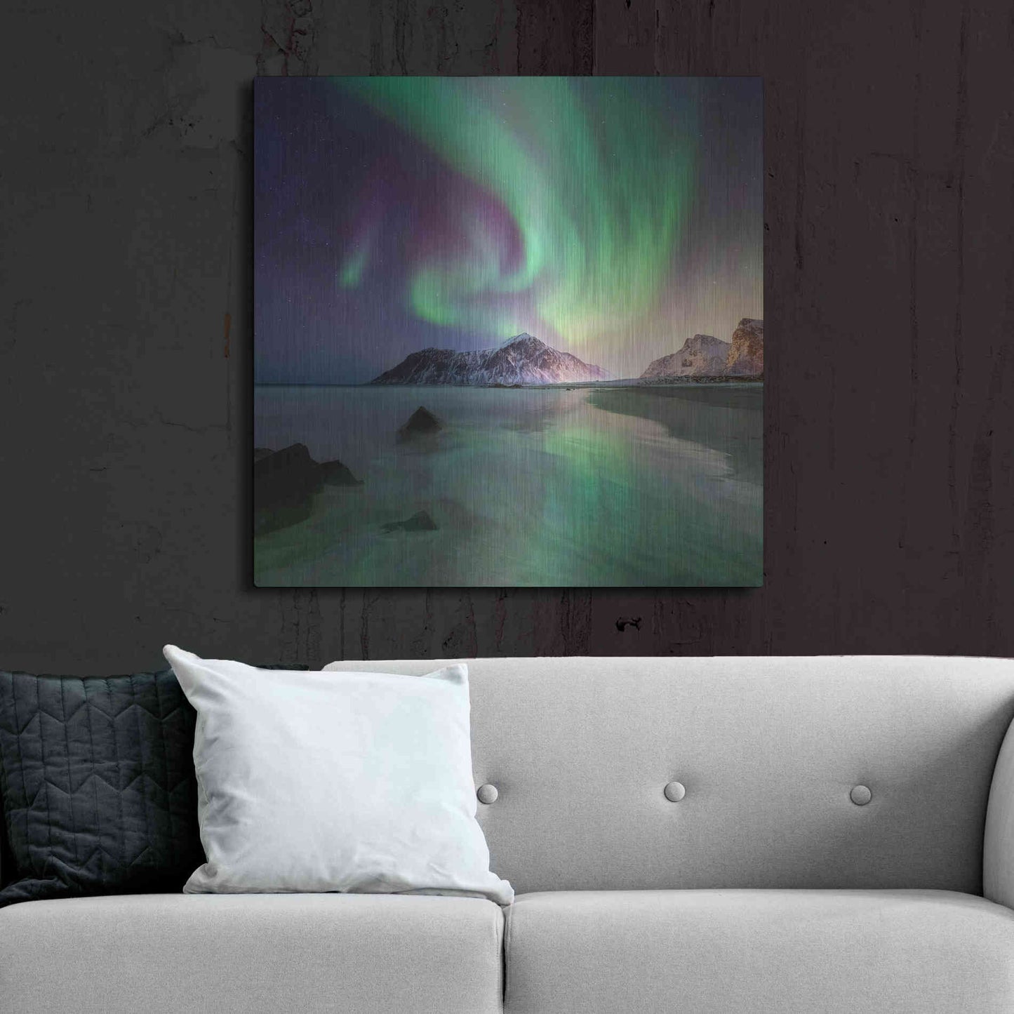 Luxe Metal Art 'Northern Lights In The Lofoten Islands Norway 5' by Luxe Portfolio, Metal Wall Art,36x36