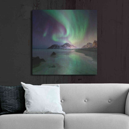 Luxe Metal Art 'Northern Lights In The Lofoten Islands Norway 5' by Luxe Portfolio, Metal Wall Art,36x36