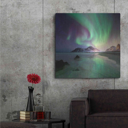 Luxe Metal Art 'Northern Lights In The Lofoten Islands Norway 5' by Luxe Portfolio, Metal Wall Art,36x36