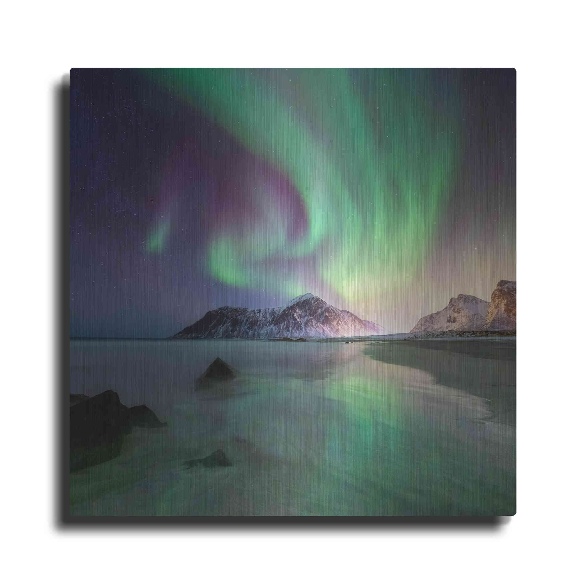 Luxe Metal Art 'Northern Lights In The Lofoten Islands Norway 5' by Luxe Portfolio, Metal Wall Art