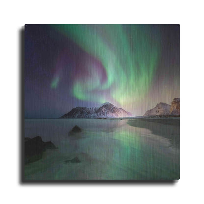 Luxe Metal Art 'Northern Lights In The Lofoten Islands Norway 5' by Luxe Portfolio, Metal Wall Art