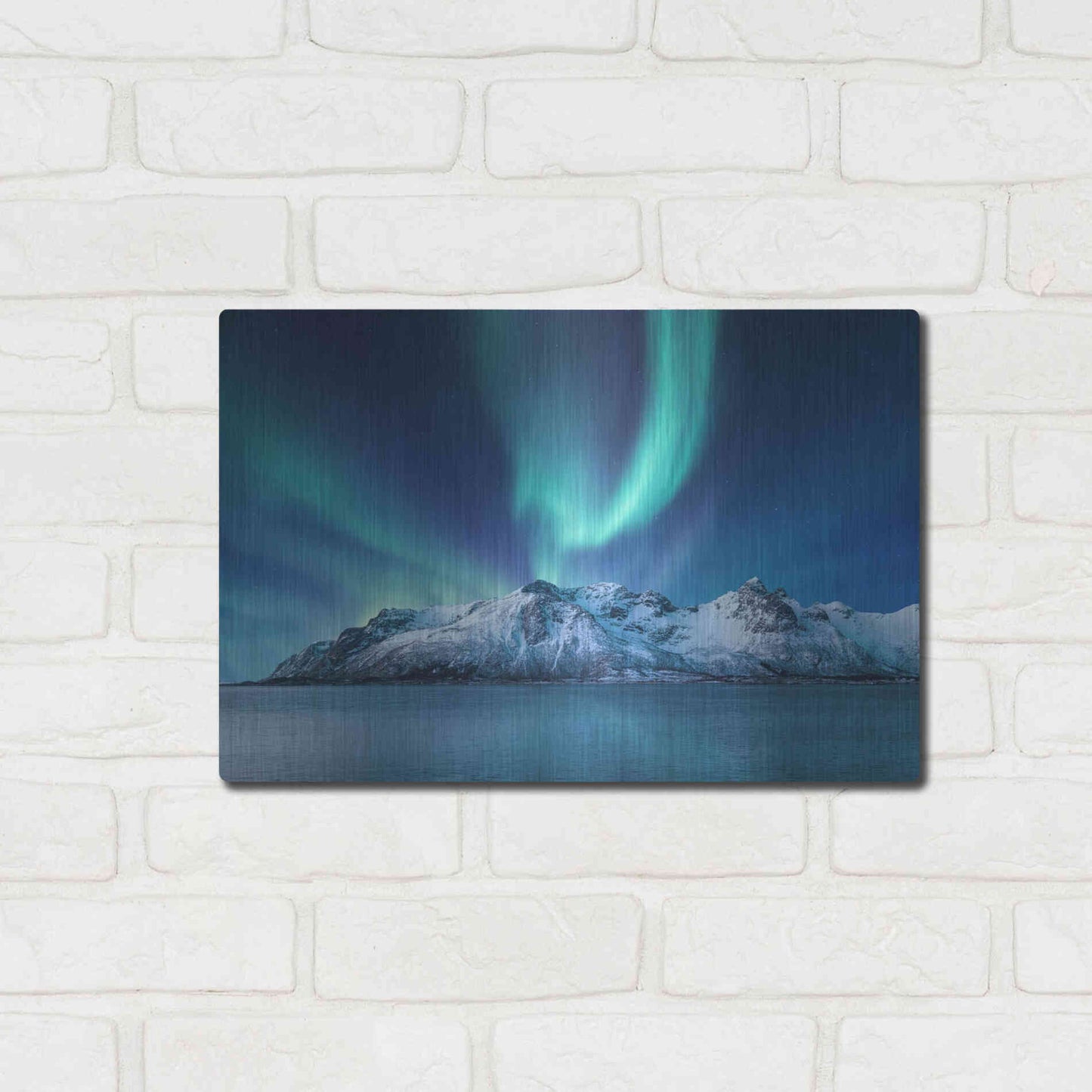 Luxe Metal Art 'Northern Lights In The Lofoten Islands Norway 6' by Luxe Portfolio, Metal Wall Art,16x12