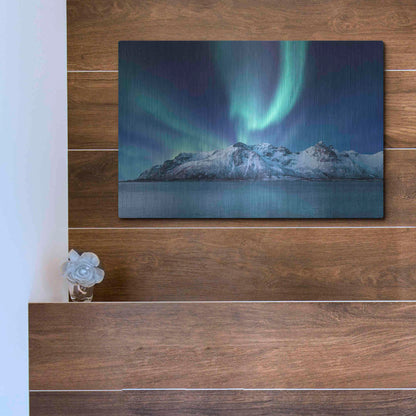 Luxe Metal Art 'Northern Lights In The Lofoten Islands Norway 6' by Luxe Portfolio, Metal Wall Art,16x12
