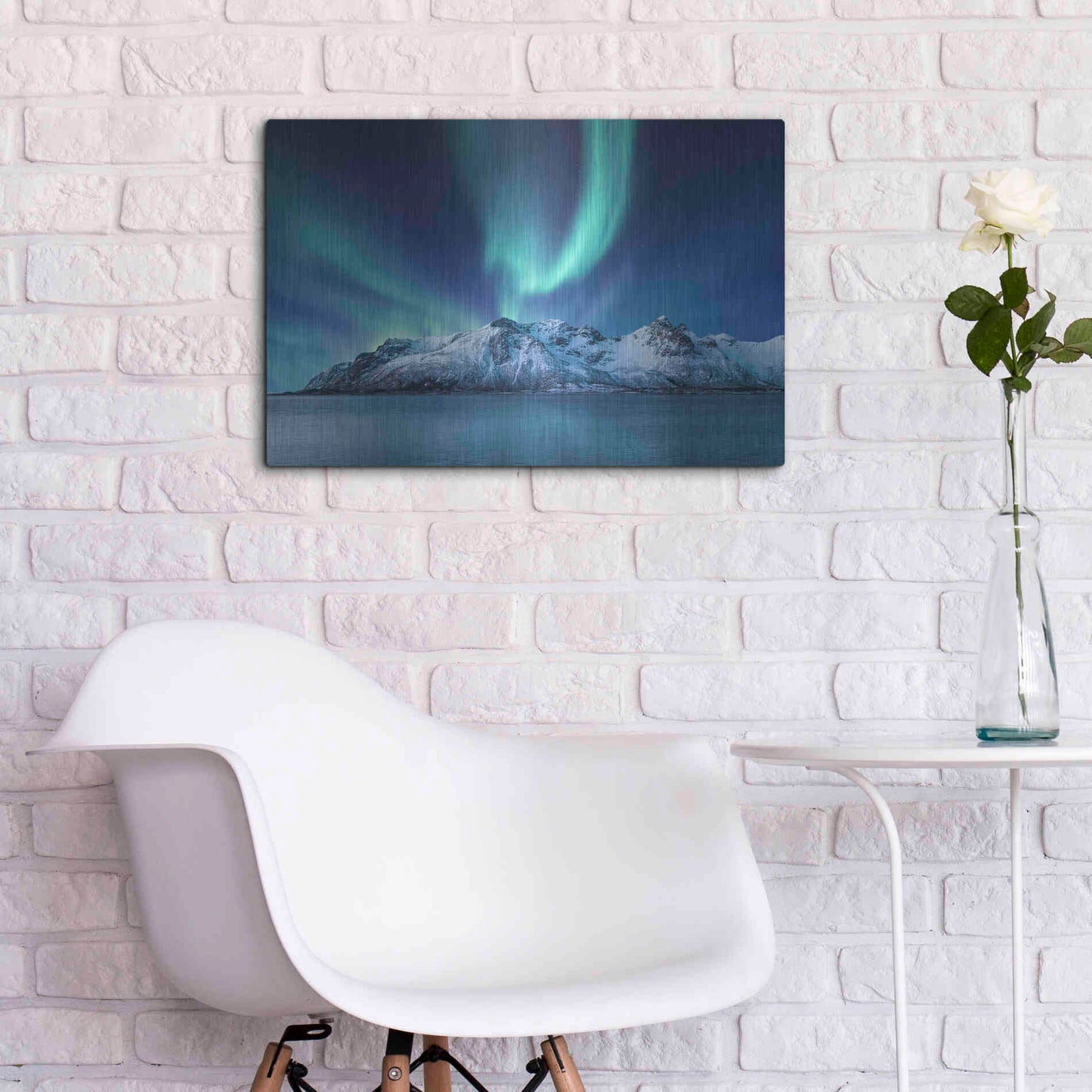 Luxe Metal Art 'Northern Lights In The Lofoten Islands Norway 6' by Luxe Portfolio, Metal Wall Art,24x16