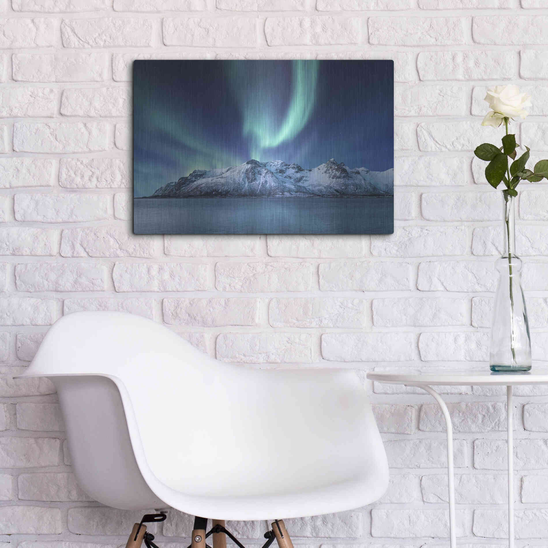 Luxe Metal Art 'Northern Lights In The Lofoten Islands Norway 6' by Luxe Portfolio, Metal Wall Art,24x16