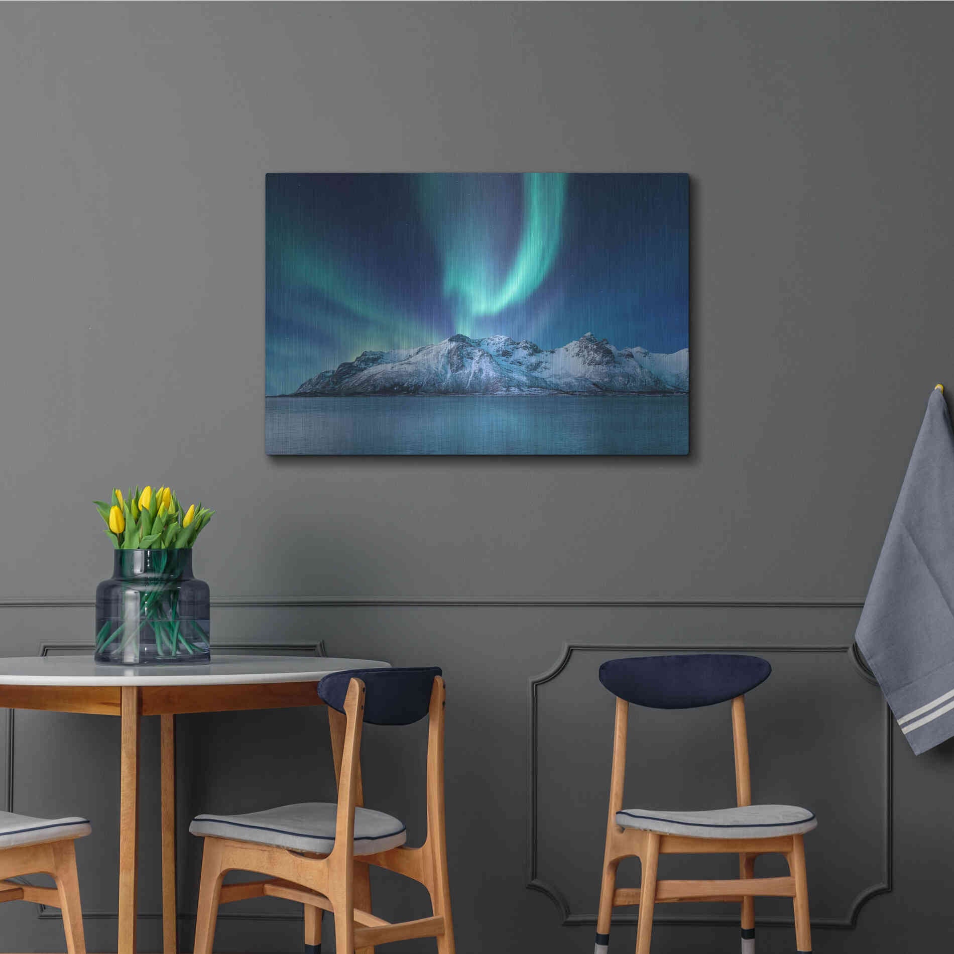 Luxe Metal Art 'Northern Lights In The Lofoten Islands Norway 6' by Luxe Portfolio, Metal Wall Art,36x24