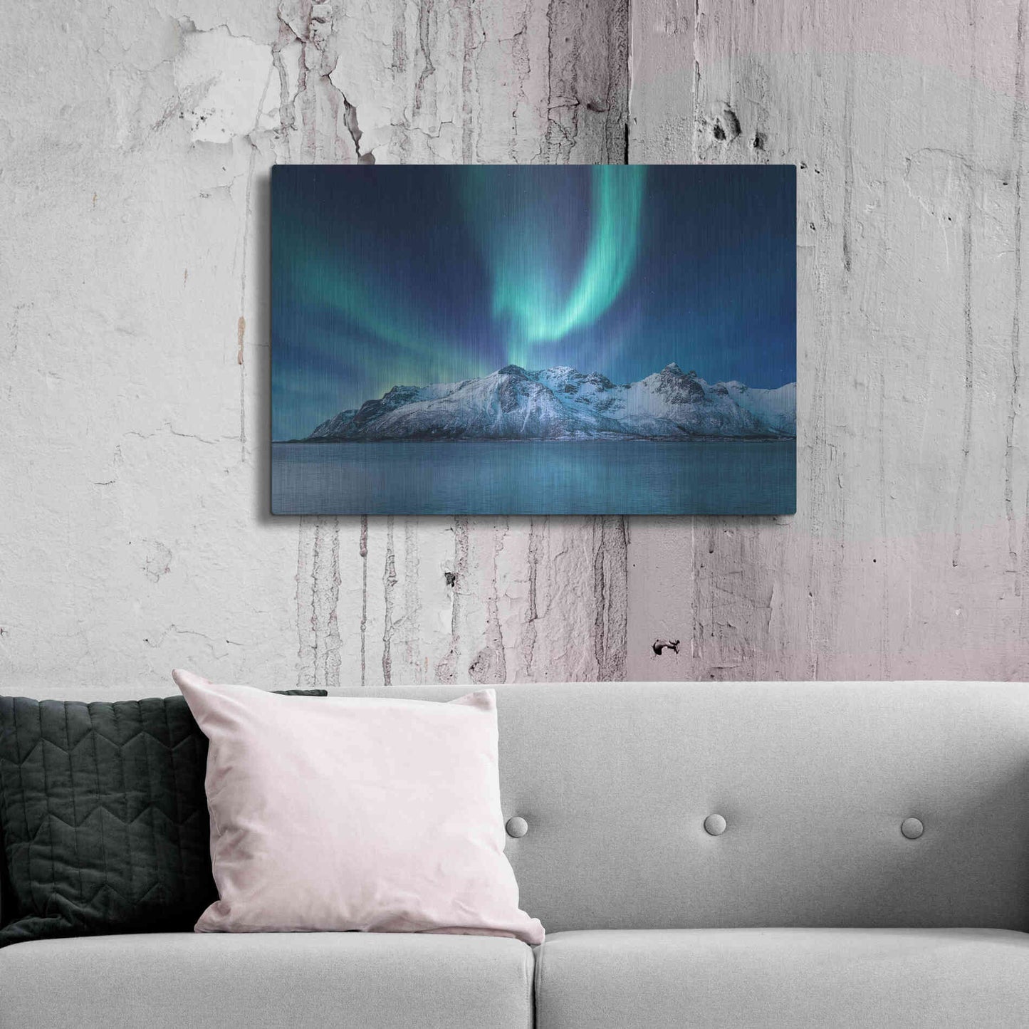 Luxe Metal Art 'Northern Lights In The Lofoten Islands Norway 6' by Luxe Portfolio, Metal Wall Art,36x24