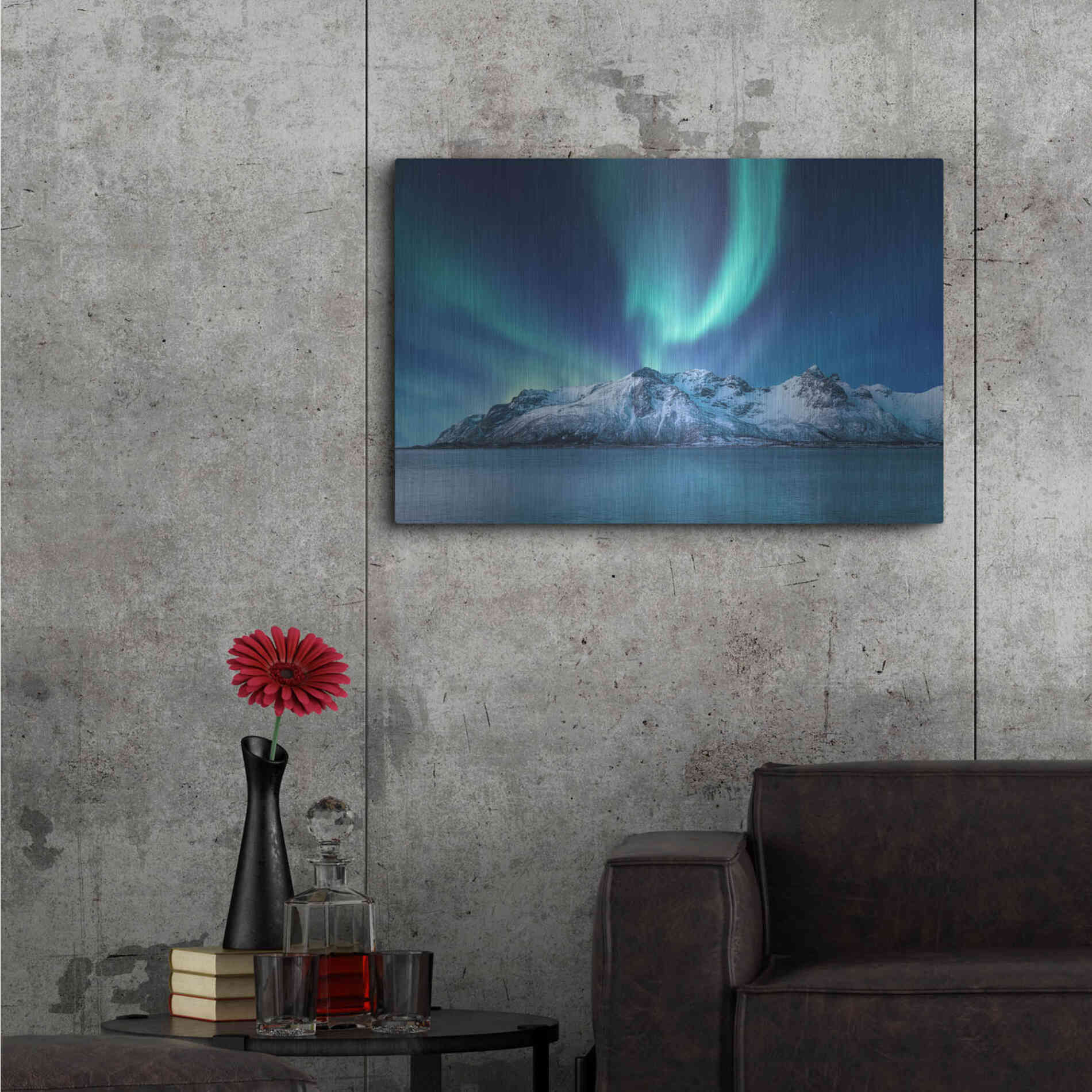 Luxe Metal Art 'Northern Lights In The Lofoten Islands Norway 6' by Luxe Portfolio, Metal Wall Art,36x24