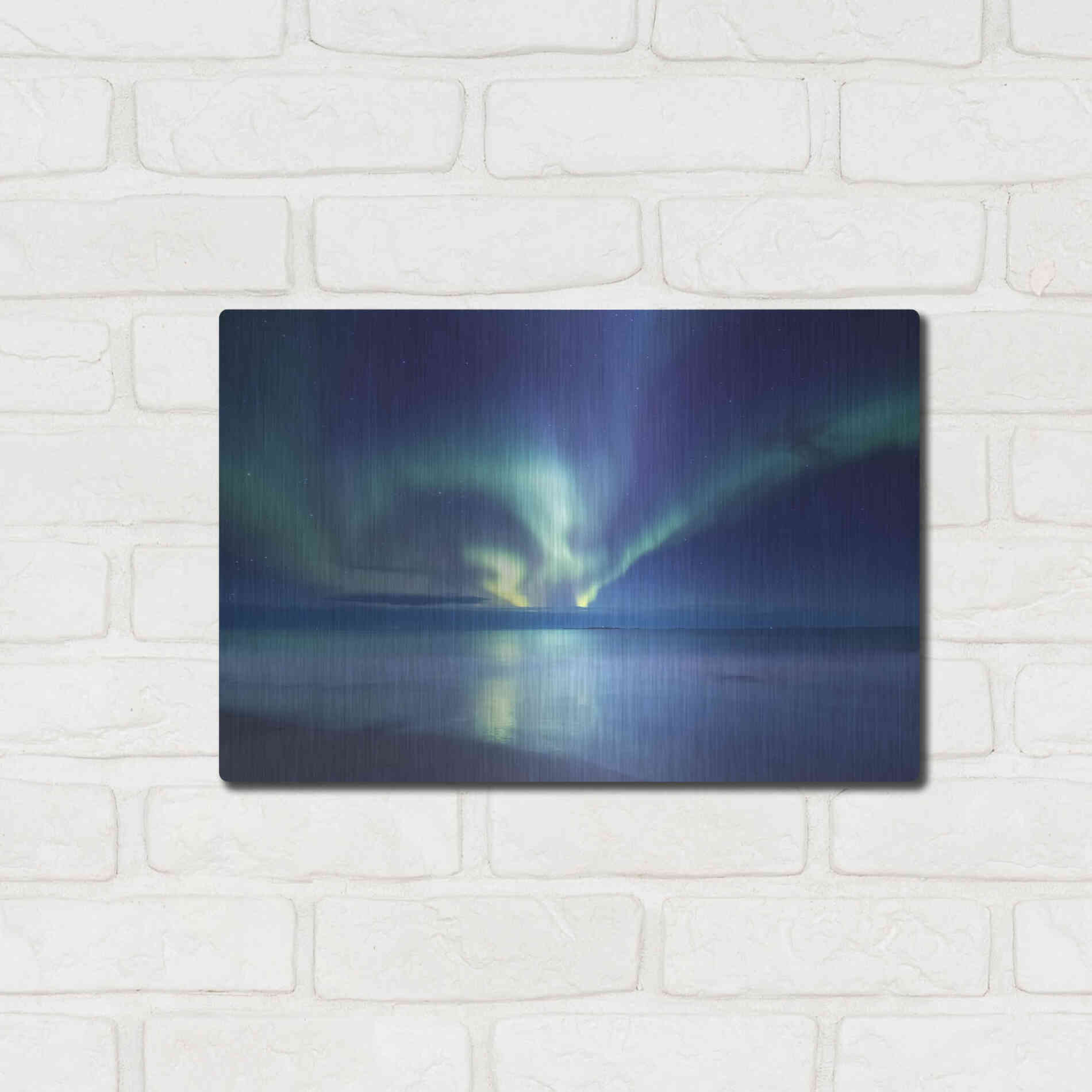 Luxe Metal Art 'Northern Lights In The Lofoten Islands Norway 7' by Luxe Portfolio, Metal Wall Art,16x12