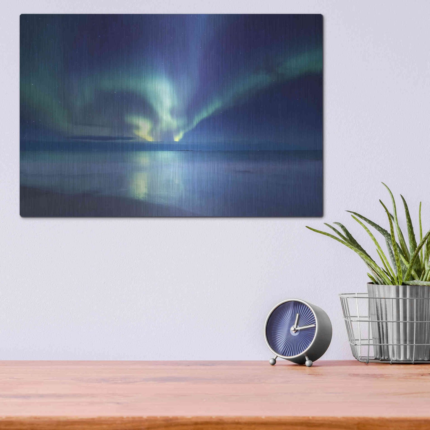 Luxe Metal Art 'Northern Lights In The Lofoten Islands Norway 7' by Luxe Portfolio, Metal Wall Art,16x12