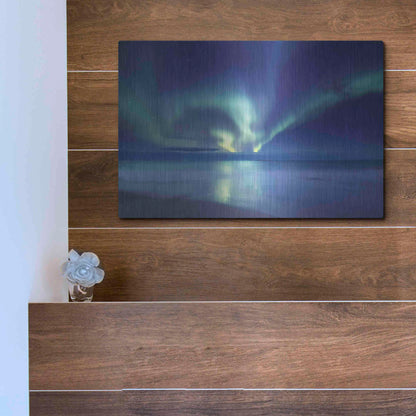 Luxe Metal Art 'Northern Lights In The Lofoten Islands Norway 7' by Luxe Portfolio, Metal Wall Art,16x12
