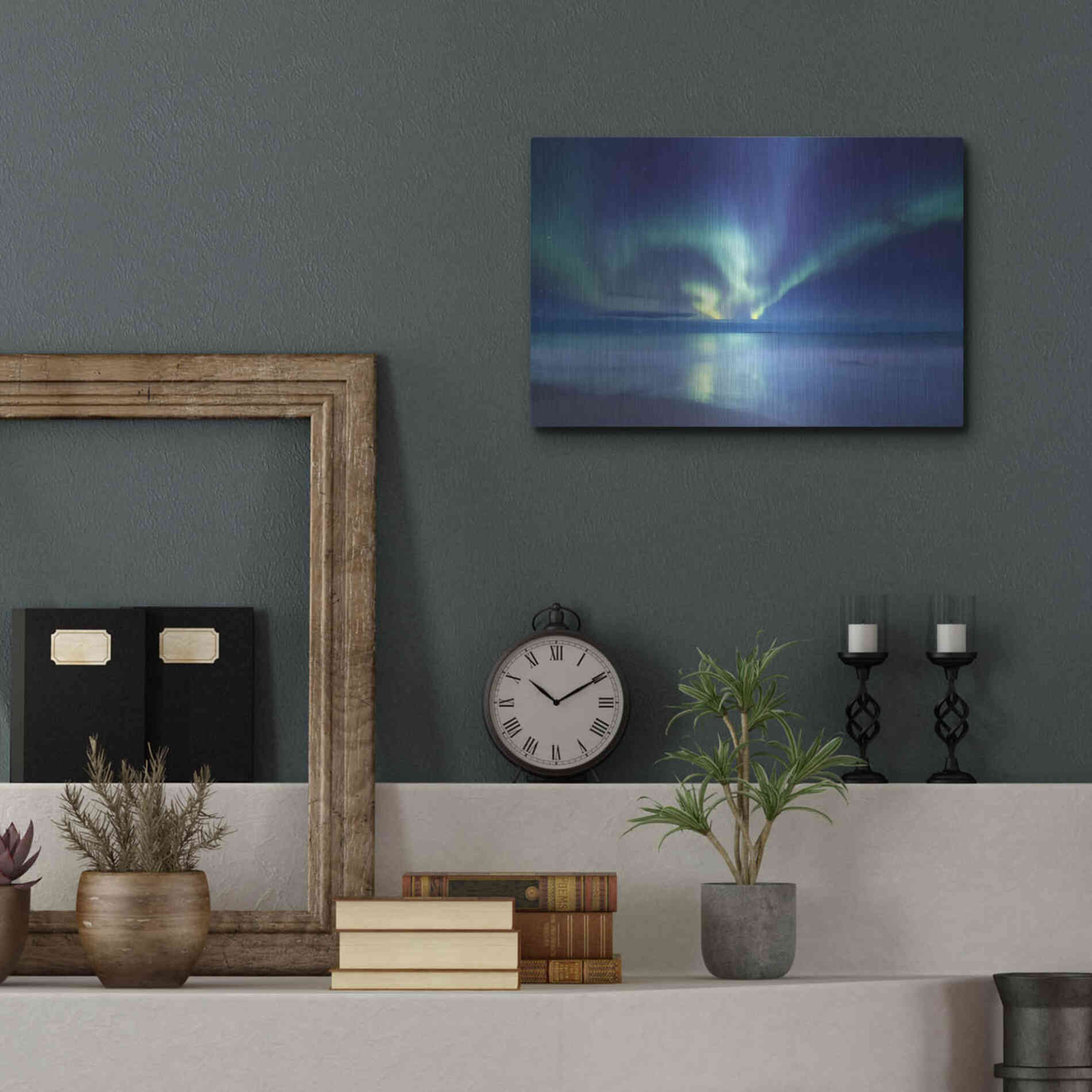 Luxe Metal Art 'Northern Lights In The Lofoten Islands Norway 7' by Luxe Portfolio, Metal Wall Art,16x12